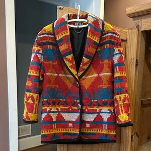 1980’s vintage Jofeld Women's Multicolor Patterned Blazer - Red, Blue & Yellow